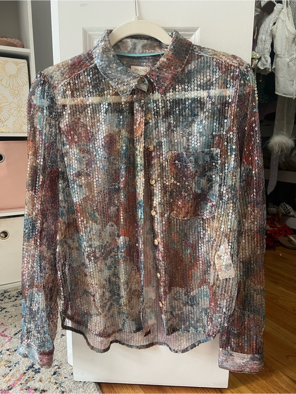 Pilcro Multi-Color Sequin Button-Up - Picture 3 of 4